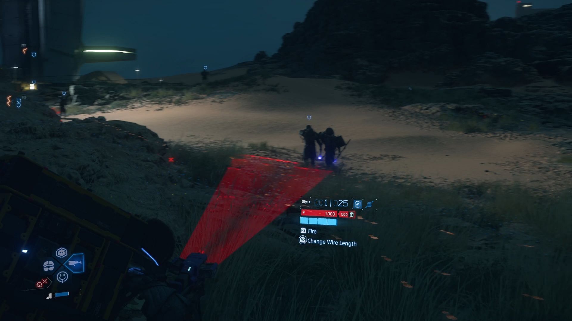 Using the Bola Gun (Image via Sportskeeda Gaming || Kojima Productions)
